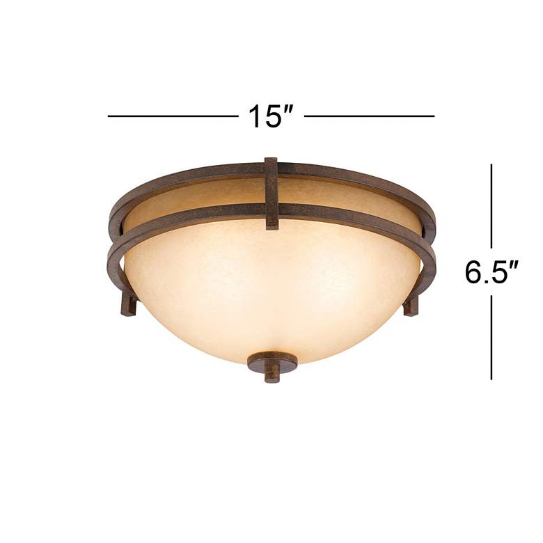 Image 6 Franklin Iron Oak Valley Collection 15 inch Wide Scavo Glass Ceiling Light more views