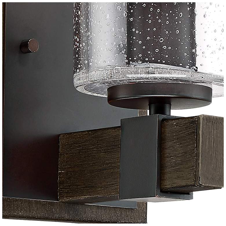 Image 4 Franklin Iron Poetry 9" High Seedy Glass Wood Grain Accent Wall Sconce more views