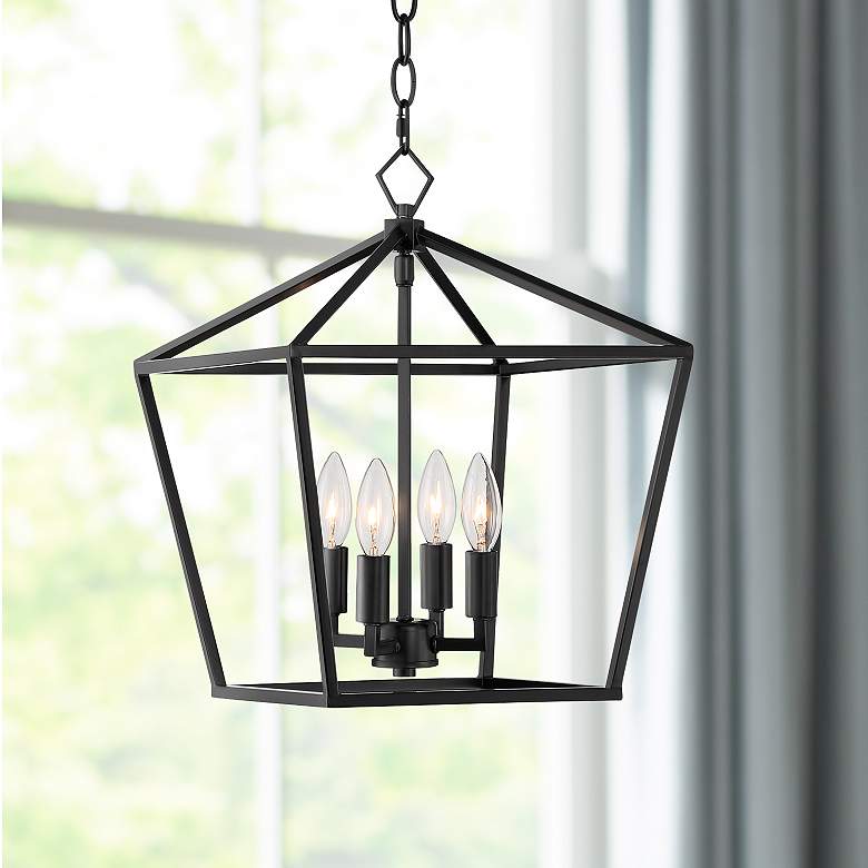 Image 1 Franklin Iron Queluz 13" Wide Black 4-Light Entry Pendant Light