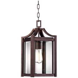 Franklin Iron Rockford 17 1/4&quot; Glass and Bronze Outdoor Hanging Light