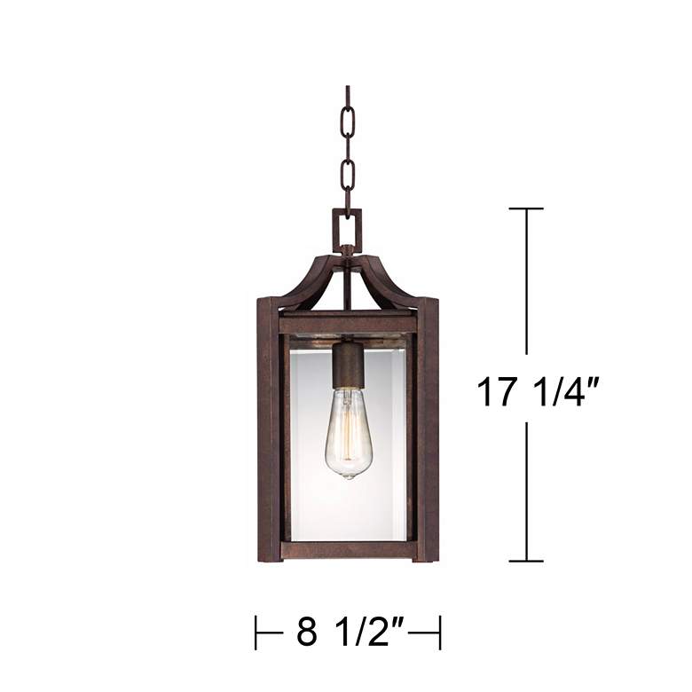 Image 5 Franklin Iron Rockford 17 1/4 inch Glass and Bronze Outdoor Hanging Light more views