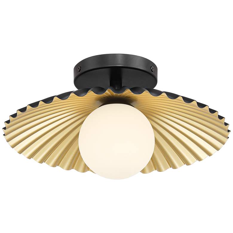 Image 2 Franklin Iron Rosa 11 1/2" Wide Matte Black and Gold LED Ceiling Light