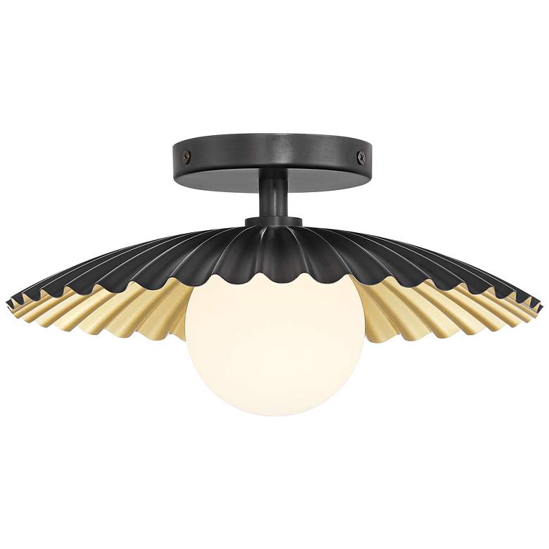 Image 6 Franklin Iron Rosa 11 1/2" Wide Matte Black and Gold LED Ceiling Light more views