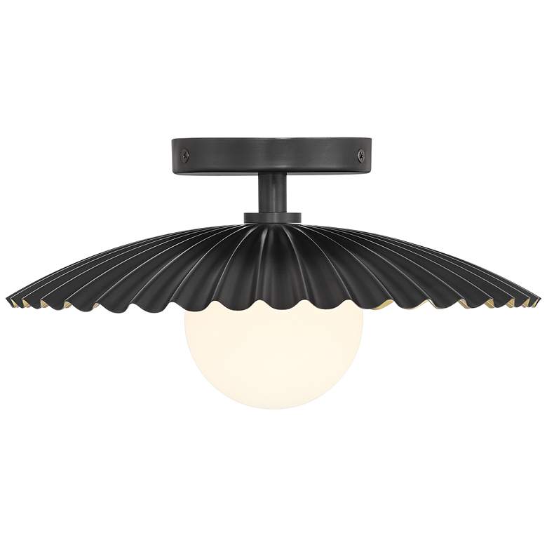 Image 7 Franklin Iron Rosa 11 1/2" Wide Matte Black and Gold LED Ceiling Light more views