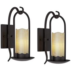 Franklin Iron Rustic Onyx 14 1/2&quot; Faux Candle Wall Sconces Set of 2