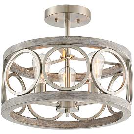Image2 of Franklin Iron Salima 16" Nickel Gray Wood 3-Light Ring Ceiling Light