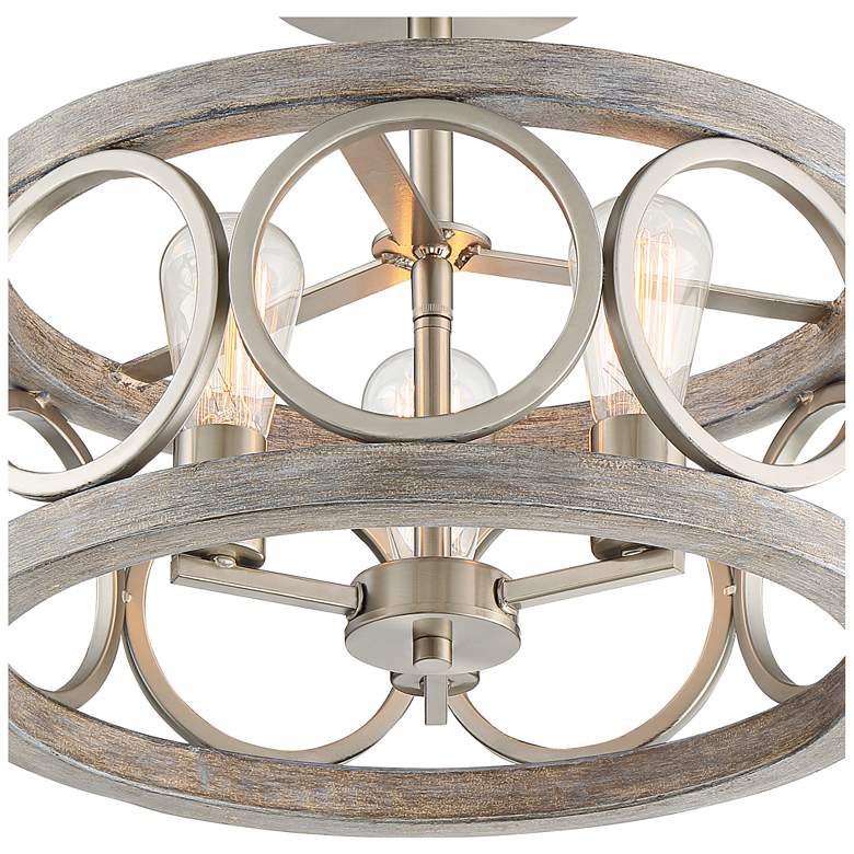 Image 3 Franklin Iron Salima 16 inch Nickel Gray Wood 3-Light Ring Ceiling Light more views