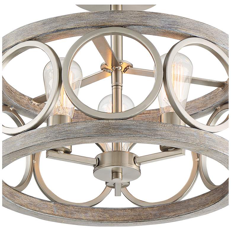 Image 3 Franklin Iron Salima 16" Nickel Gray Wood 3-Light Ring Ceiling Light more views