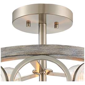Image4 of Franklin Iron Salima 16" Nickel Gray Wood 3-Light Ring Ceiling Light more views