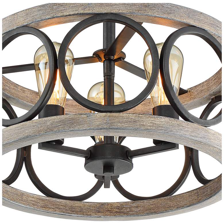 Image 3 Franklin Iron Salima 16" Wide Black Gray Wood 3-Light Ceiling Light more views