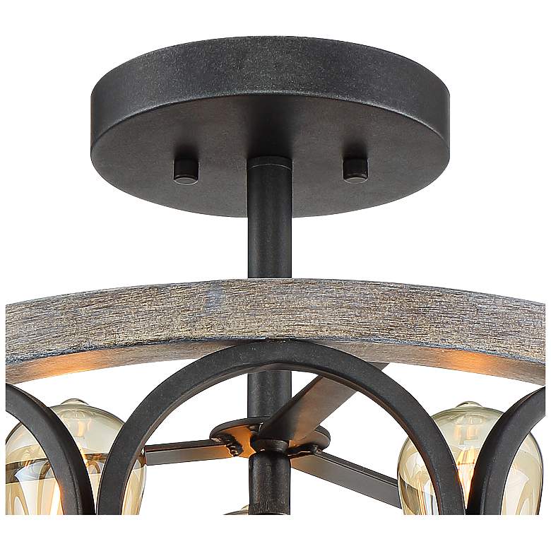 Image 4 Franklin Iron Salima 16 inch Wide Black Gray Wood 3-Light Ceiling Light more views
