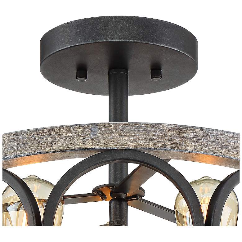 Image 4 Franklin Iron Salima 16" Wide Black Gray Wood 3-Light Ceiling Light more views