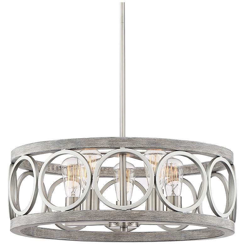 Image 2 Franklin Iron Salima 21 1/4 inch Brushed Nickel 5-Light LED Chandelier