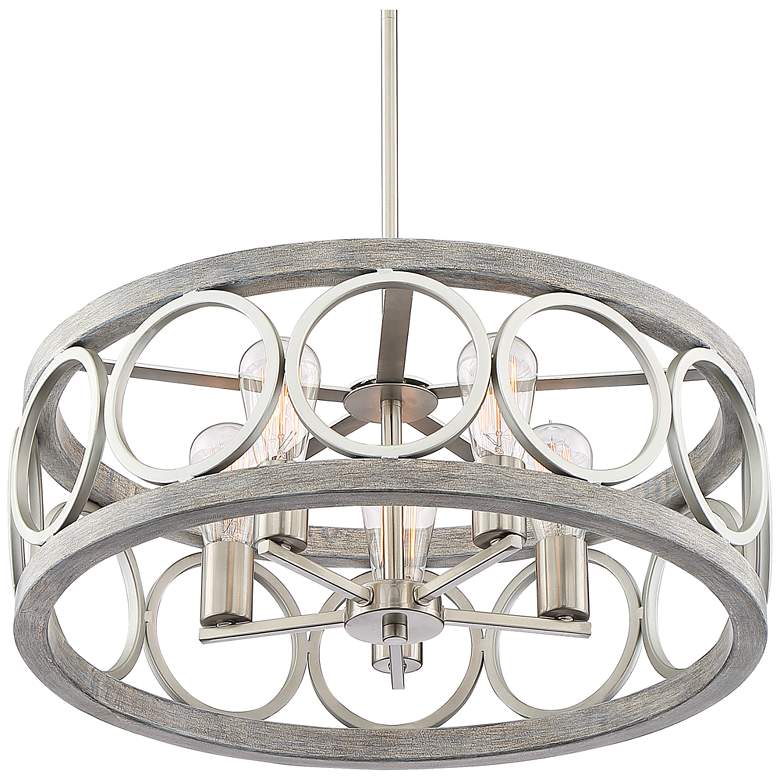 Image 3 Franklin Iron Salima 21 1/4" Brushed Nickel 5-Light LED Chandelier more views