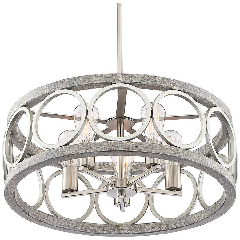 Image 3 Franklin Iron Salima 21 1/4 inch Brushed Nickel 5-Light LED Chandelier more views