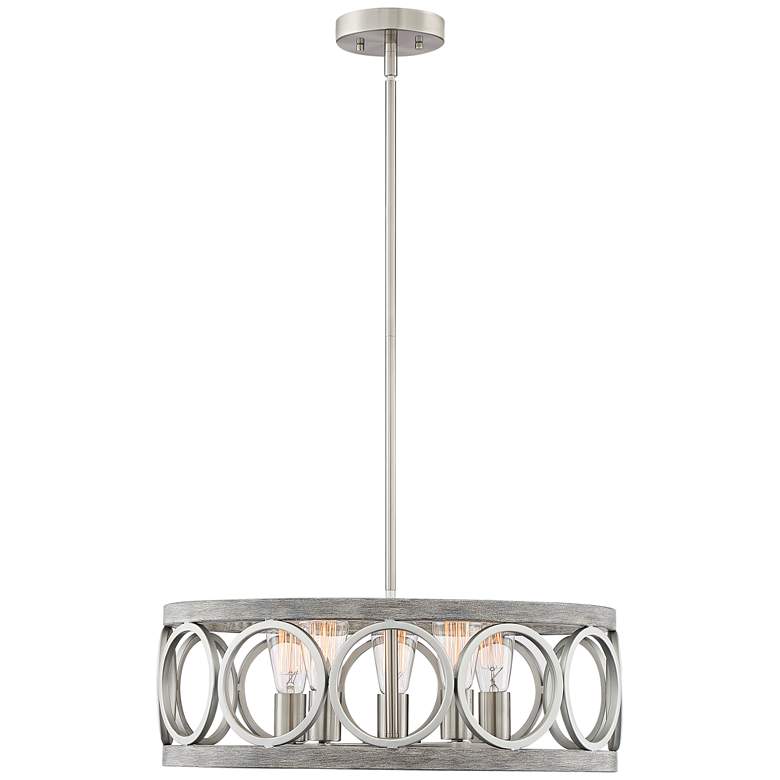 Image 6 Franklin Iron Salima 21 1/4" Brushed Nickel 5-Light LED Chandelier more views