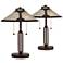 Franklin Iron Samuel 20" Mica Shade and Bronze USB Lamps Set of 2