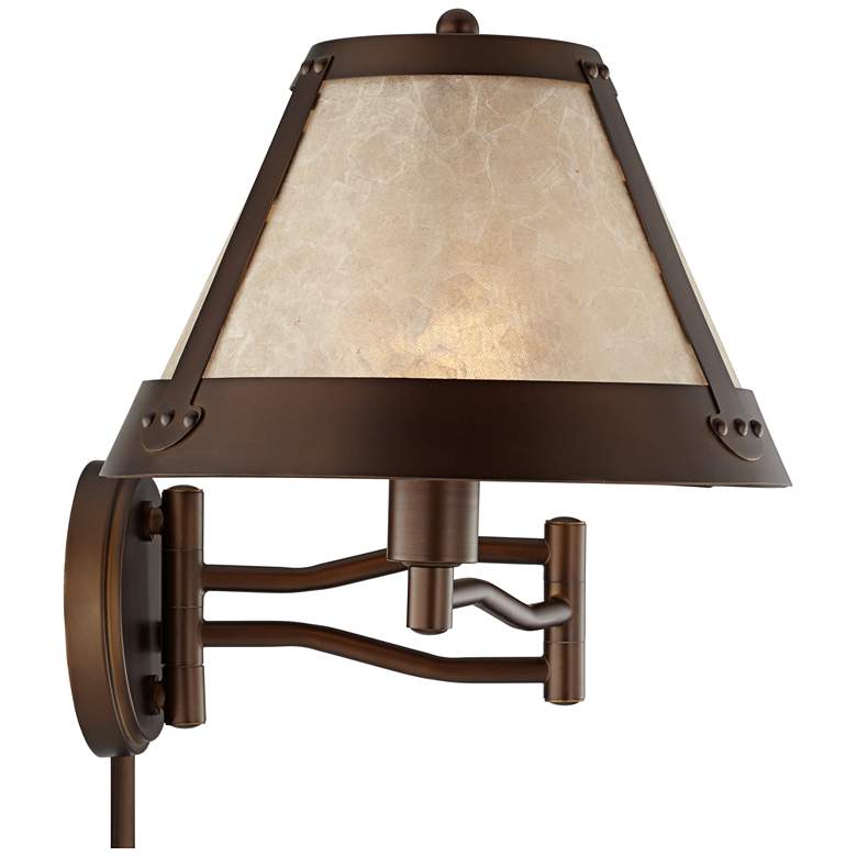 Image 6 Franklin Iron Samuel Mica Shade Plug-In Swing Arm Wall Lamp with Cord Cover more views