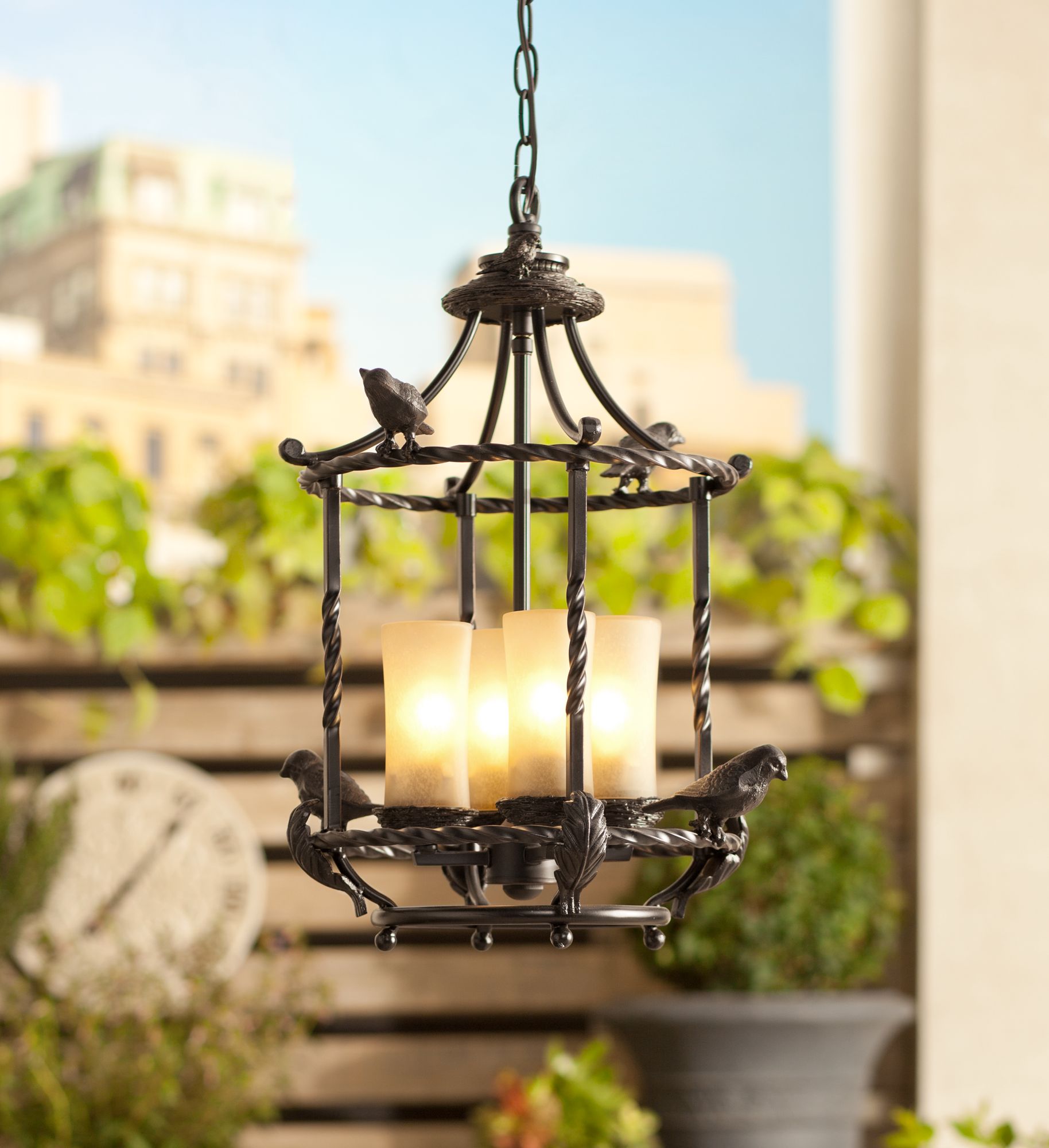 Franklin Iron Song Birds 13" Wide Pendant Indoor-Outdoor Chandelier in scene