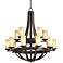 Franklin Iron Sperry 33" Bronze and Scavo Glass 15-Light Chandelier