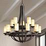 Franklin Iron Sperry 33" Bronze and Scavo Glass 15-Light Chandelier