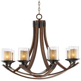 Image3 of Franklin Iron Tafford 37 3/4" Mahogany 8-Light Double Glass Chandelier