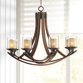 Image2 of Franklin Iron Tafford 37 3/4" Mahogany 8-Light Double Glass Chandelier
