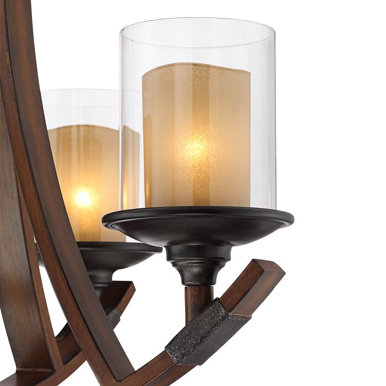 Image 4 Franklin Iron Tafford 37 3/4" Mahogany 8-Light Double Glass Chandelier more views