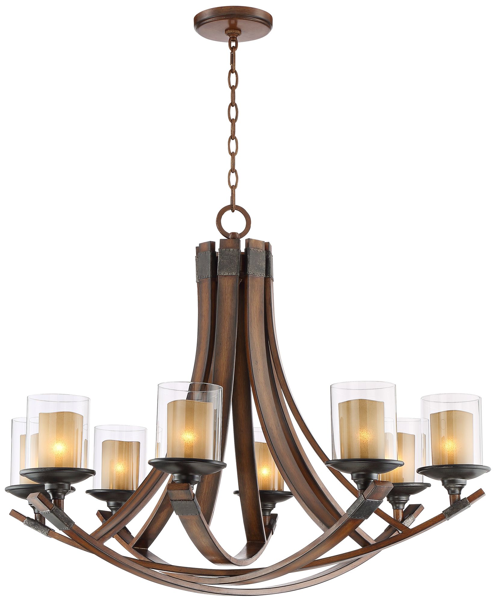 Watch A  Video About the Franklin Iron Tafford Mahogany 8 Light Double Glass Chandelier