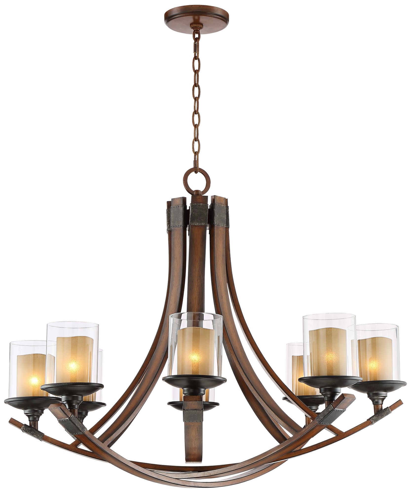 Watch A  Video About the Franklin Iron Tafford Mahogany 8 Light Double Glass Chandelier