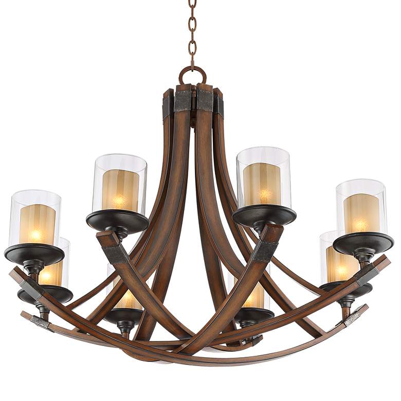 Image 7 Franklin Iron Tafford 37 3/4" Mahogany 8-Light Double Glass Chandelier more views