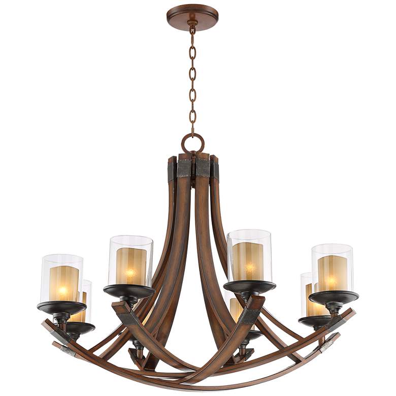 Image 7 Franklin Iron Tafford 37 3/4 inch Mahogany 8-Light Double Glass Chandelier more views