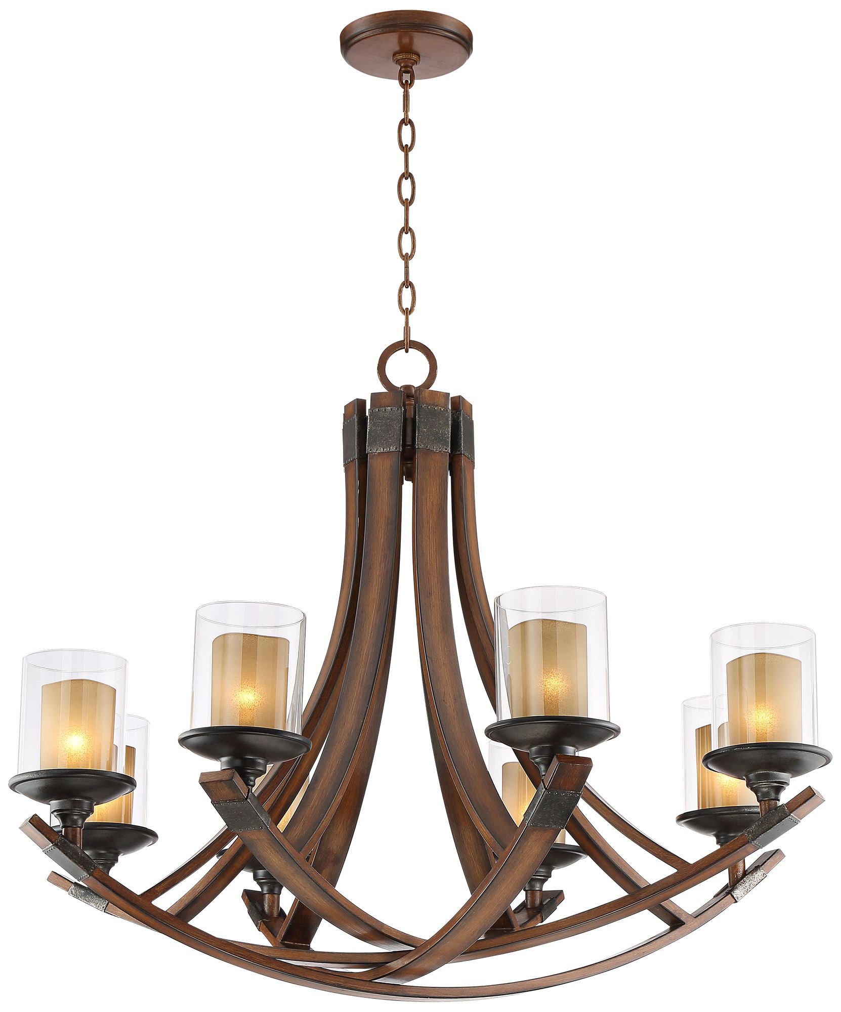 Watch A  Video About the Franklin Iron Tafford Mahogany 8 Light Double Glass Chandelier