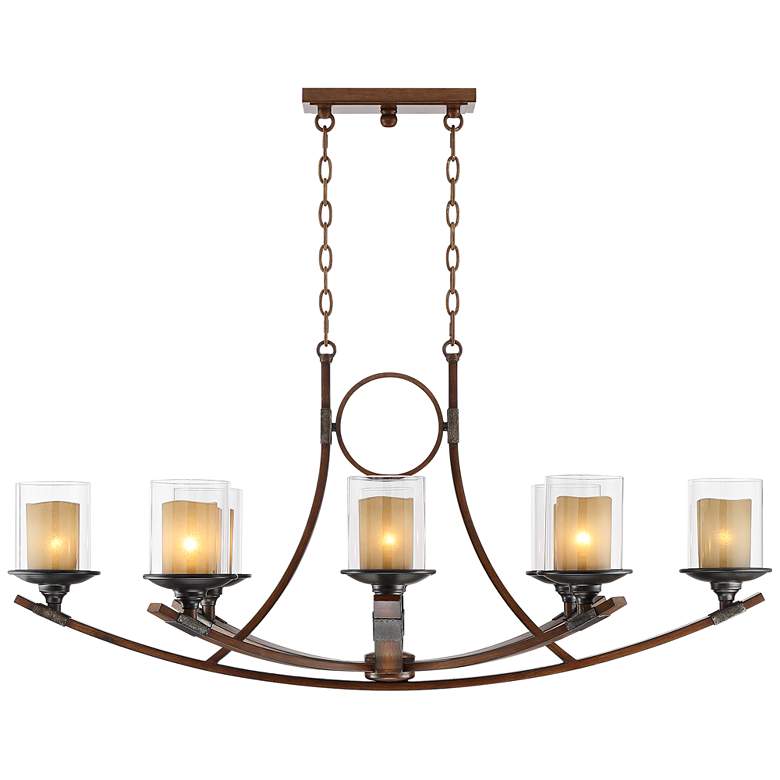 Image 2 Franklin Iron Tafford 43 1/4 inch Mahogany Kitchen Island Light Chandelier