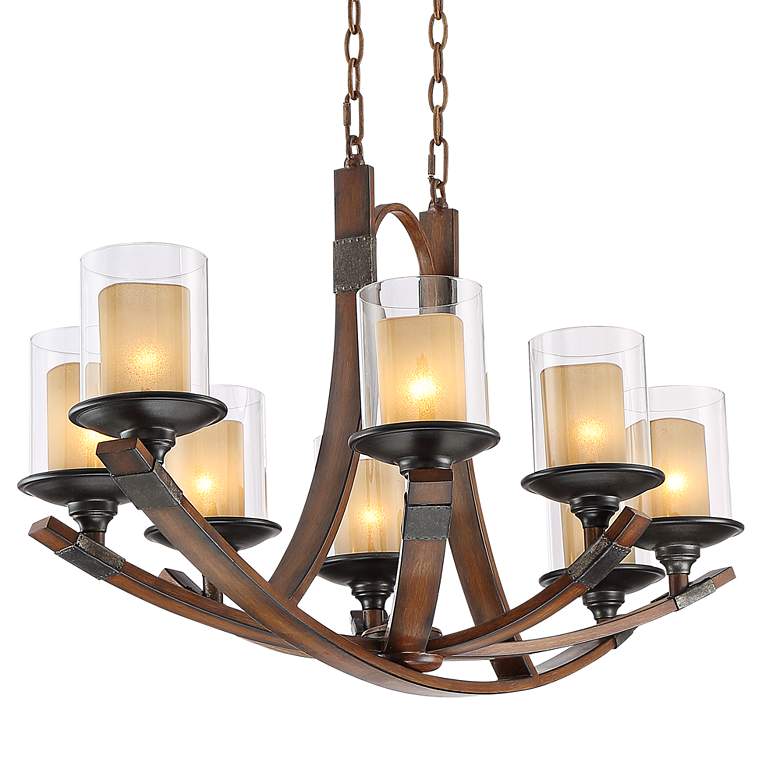 Image 6 Franklin Iron Tafford 43 1/4 inch Mahogany Kitchen Island Light Chandelier more views