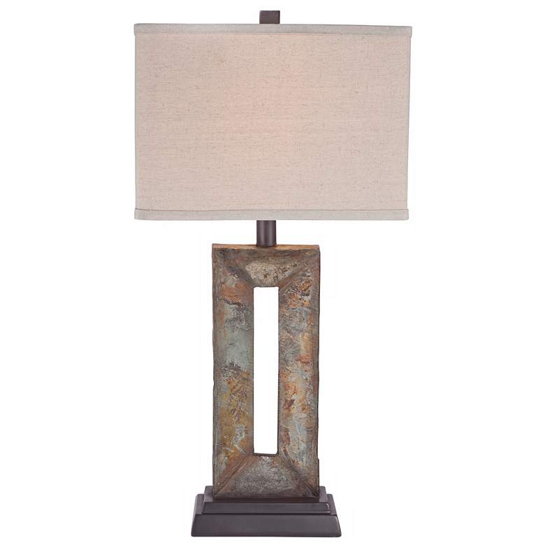 Image 6 Franklin Iron Tahoe 26" Rustic Modern Rectangular Slate Table Lamp more views