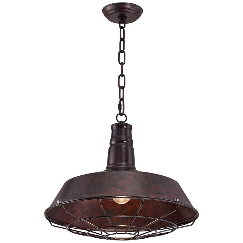 Image 6 Franklin Iron Tiedra Bronze 18 1/4" Wide Industrial Cage Pendant Light more views