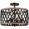 Franklin Iron Trey 16" Wide Bronze and Woodgrain 4-Light Ceiling Light