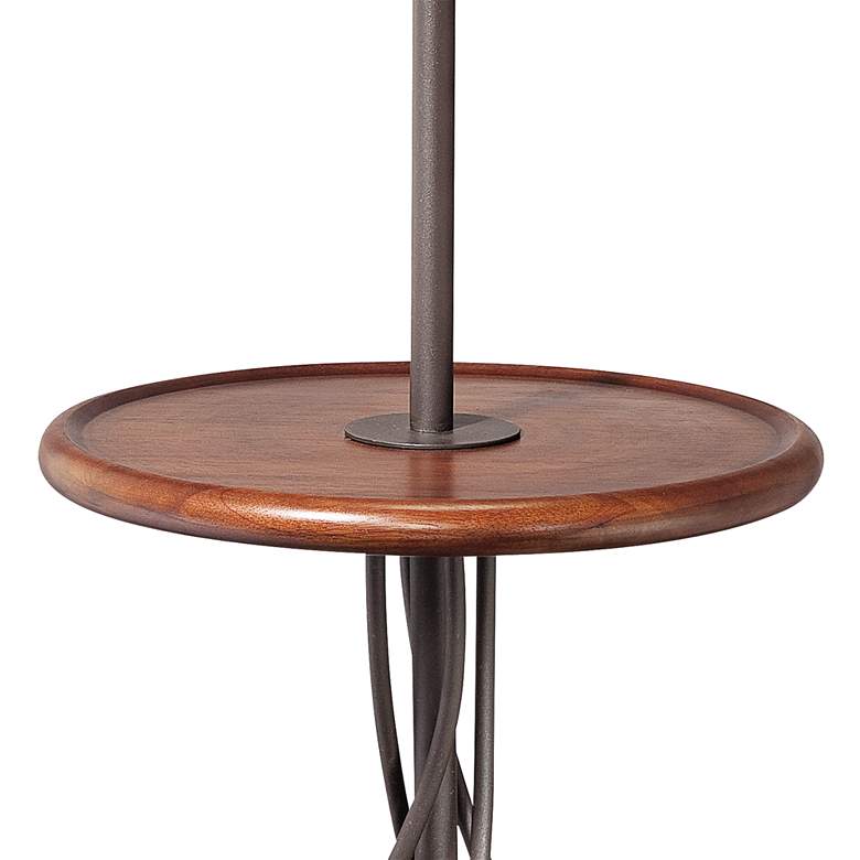 Image 5 Franklin Iron Twist 63 1/2" Metal and Walnut Tray Table Floor Lamp more views