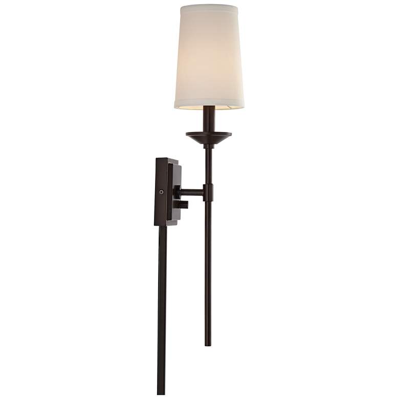 Image 6 Franklin Iron Viola 23 3/4 inch Bronze Plug-In Wall Lamps with Cord Covers more views