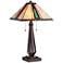 Franklin Iron Work Mission Bronze Pull Chain Tiffany-Style Glass Table Lamp