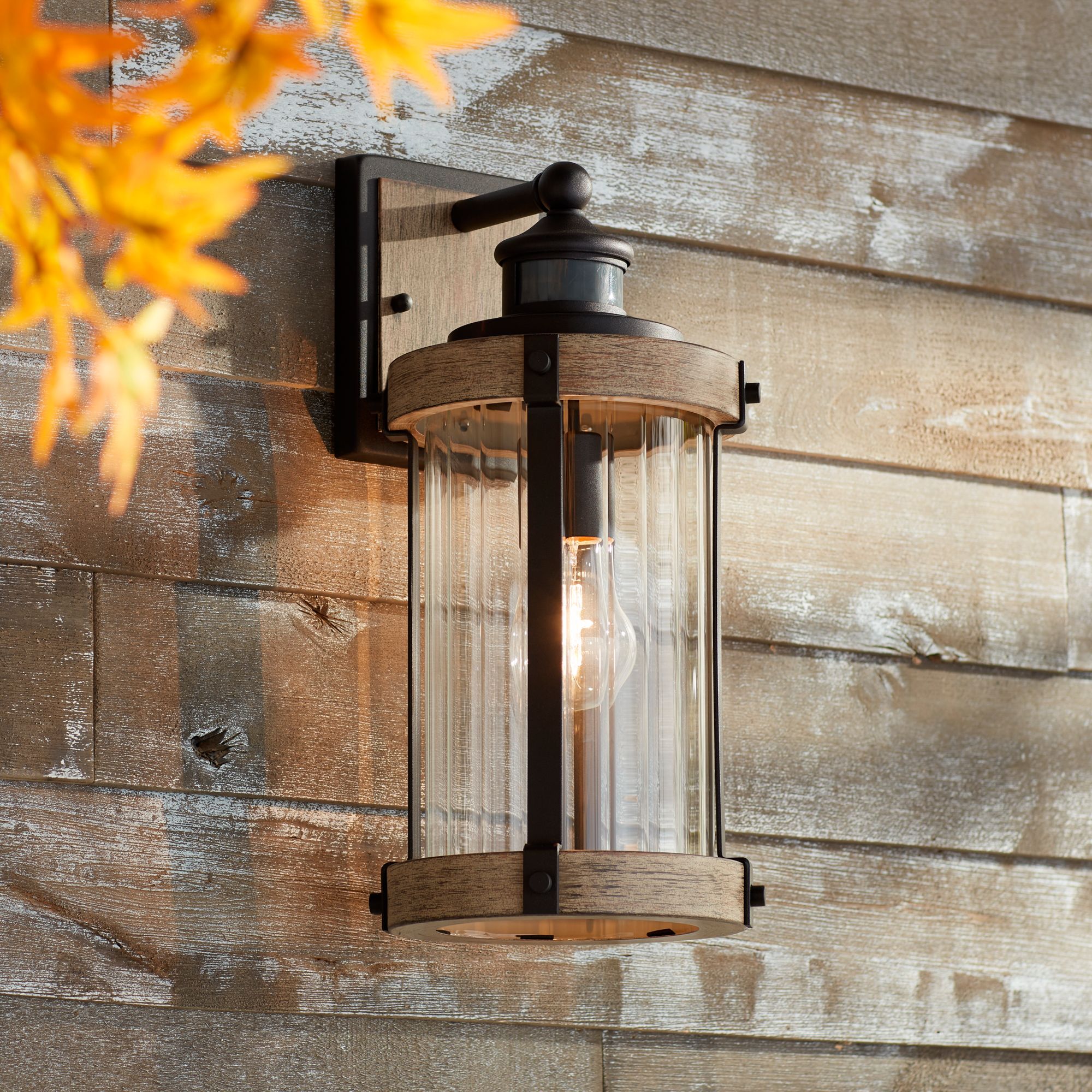 Franklin Iron Works 15 1/2" Gray Dual-Bright Motion Sensor Outdoor Lt