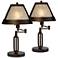 Franklin Iron Works 21 1/4" Mica Shade Swing Arm USB Lamps Set of 2