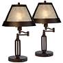 Franklin Iron Works 21 1/4" Mica Shade Swing Arm USB Lamps Set of 2