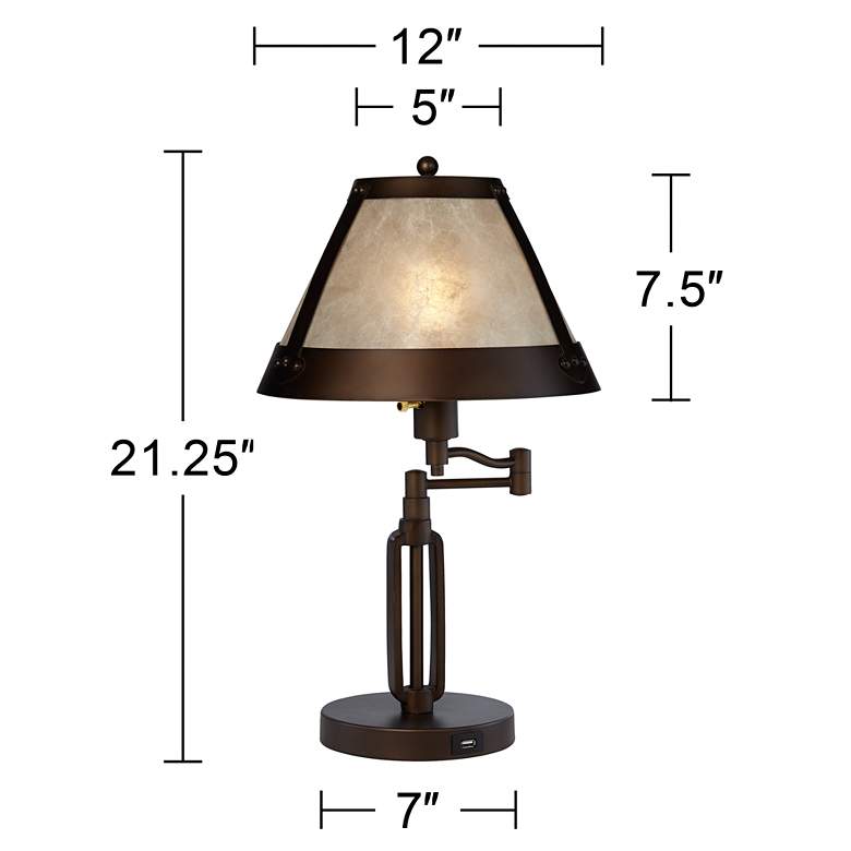 Image 7 Franklin Iron Works 21 1/4 inch Mica Shade Swing Arm USB Lamps Set of 2 more views