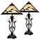 Franklin Iron Works 23 3/4" Leaf and Vine Mica Shade Lamps Set of 2