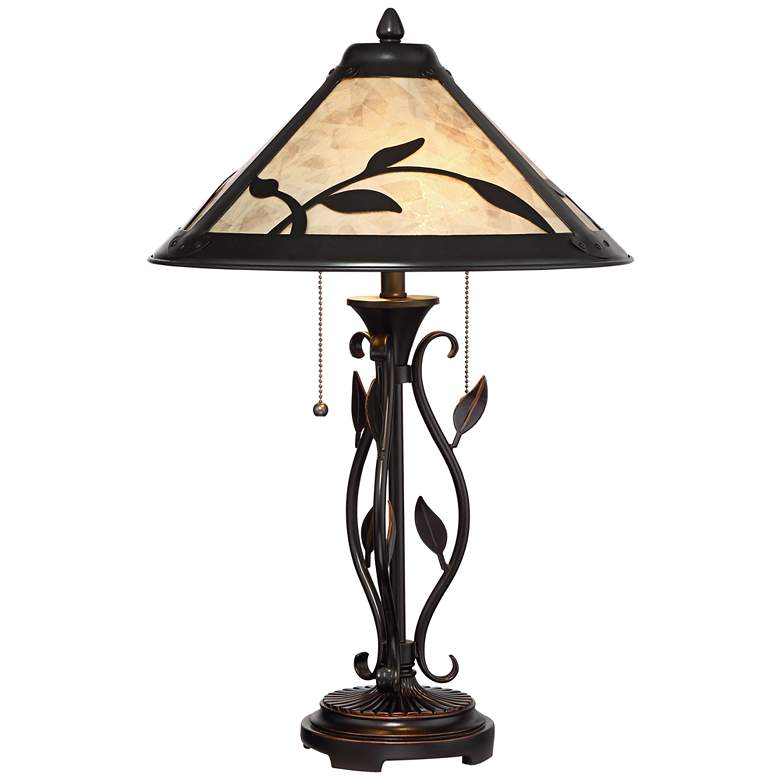 Image 6 Franklin Iron Works 23 3/4" Leaf and Vine Mica Shade Lamps Set of 2 more views