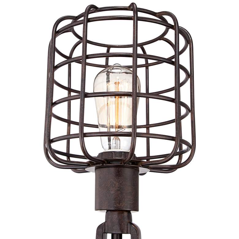 Image 4 Franklin Iron Works 24" Bronze Industrial Cage Accent Lamp more views