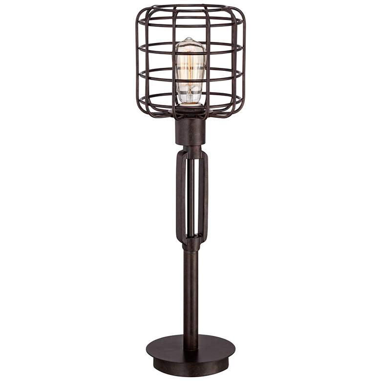 Image 6 Franklin Iron Works 24" Bronze Industrial Cage Accent Lamp more views