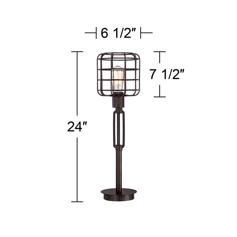 Image 7 Franklin Iron Works 24 inch Bronze Industrial Cage Accent Lamp more views